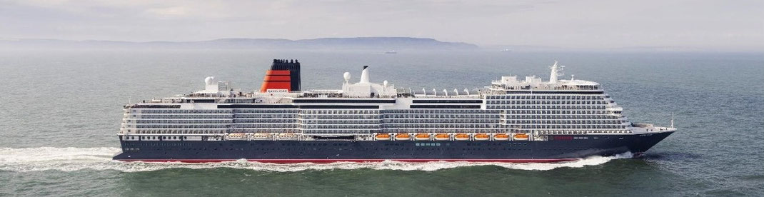 Queen Anne Kreuzfahrtschiff von Cunard auf Weltreise‑Route ab Hamburg für 2026–2027, mit maritimer Außenansicht und Hinweis auf den Partner Reisebüro Reiselotsen Hamburg