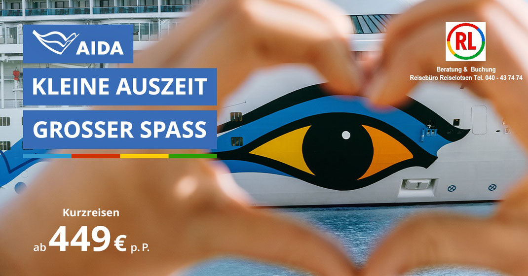 Reisebüro Reiselotsen bucht günstig Mini-Kreuzfahrten und Kurzreisen von AIDA, Cunard Line, MSC, Mein Schiff  und Stena Line 