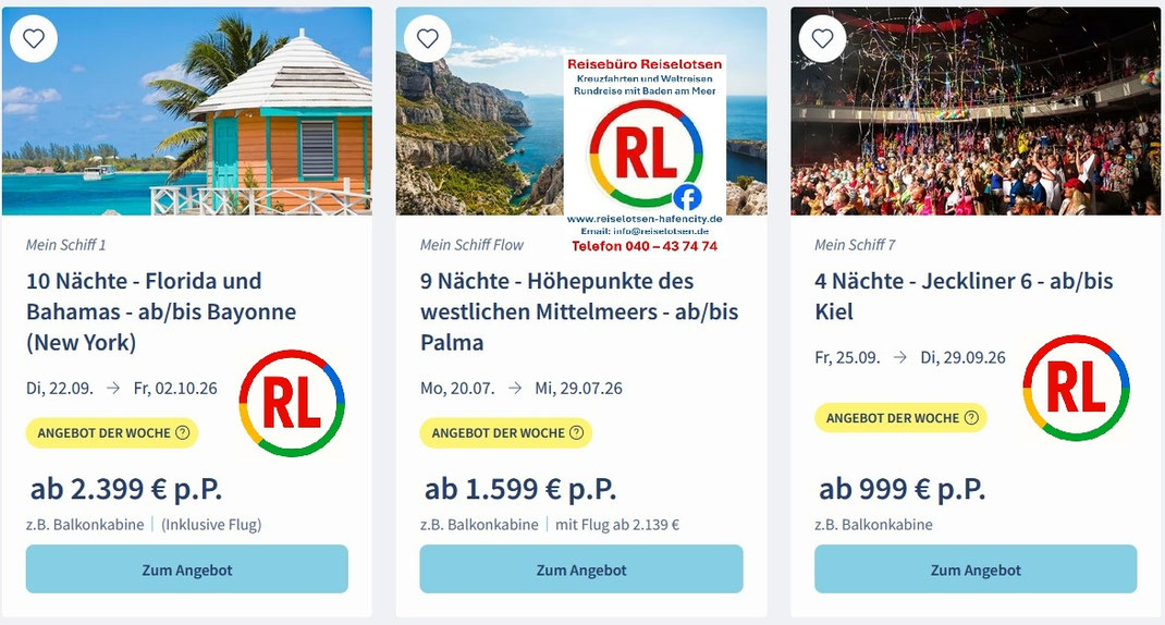 TUI Cruises bietet Kreuzfahrt von New York bis Florida und Bahamas 22.September 2026 sowie den Jeckliner Ostsee ab Kiel an - hier alle Informationen dazu