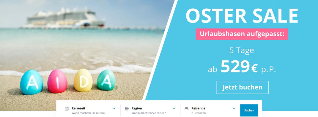 AIDA Osterurlaub 2026 Kurzreise und 1-wöchige AIDA Kreuzfahrt zu Ostern 2026 | Reisebüro Reiselotsen bucht Ihre Osterreise 2026 mit AIDA