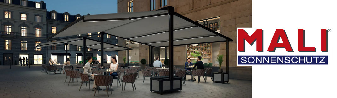 DOPPELMARKISE PERGOLA UND GELENKARM