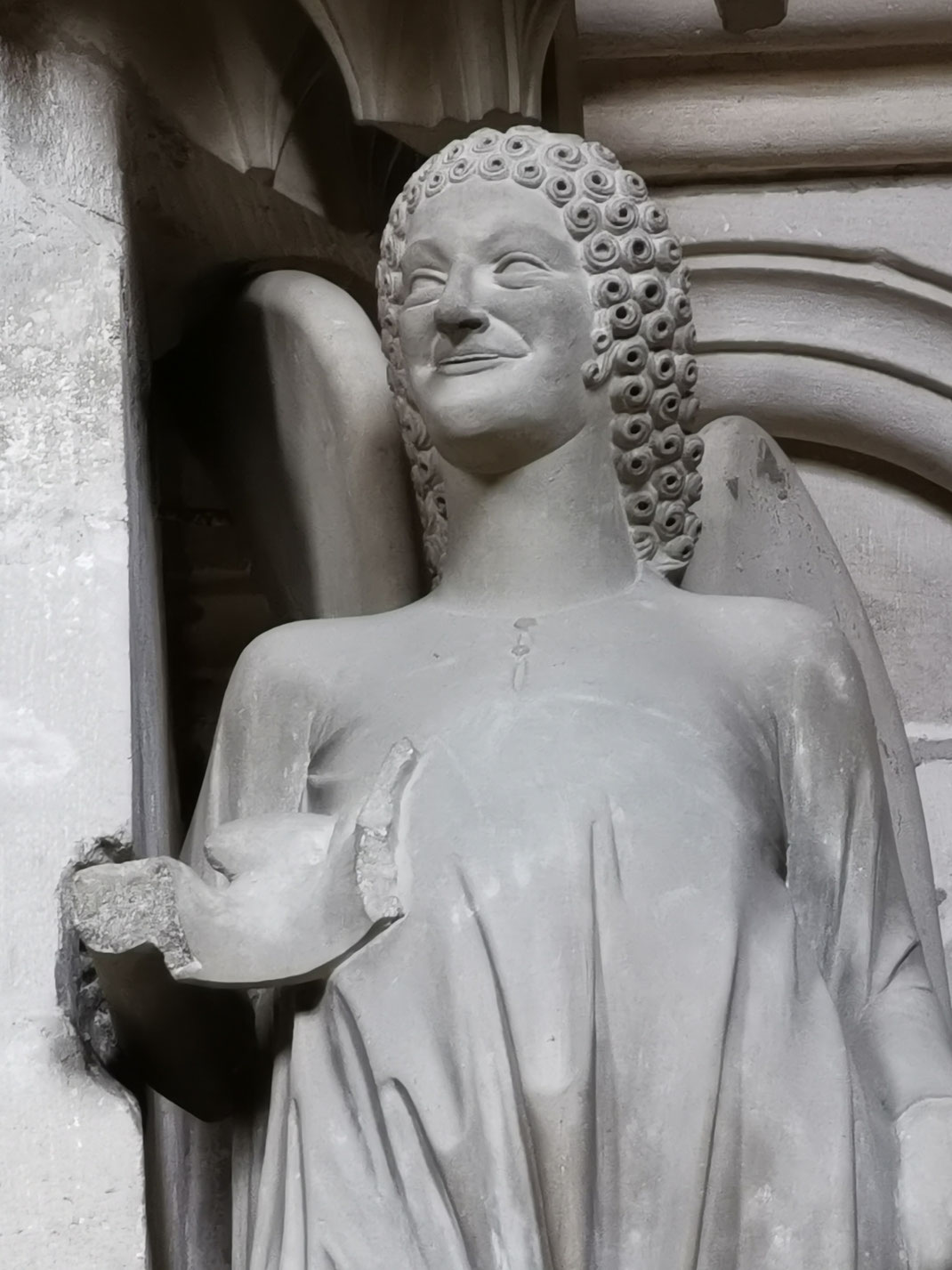 Mittelalterliche Skulptur in Bamberg, Bamberger Lächeln, Sandstein, Grüner Mainsandstein, Gotik, Hochgotik, Unbekannte Bildhauer