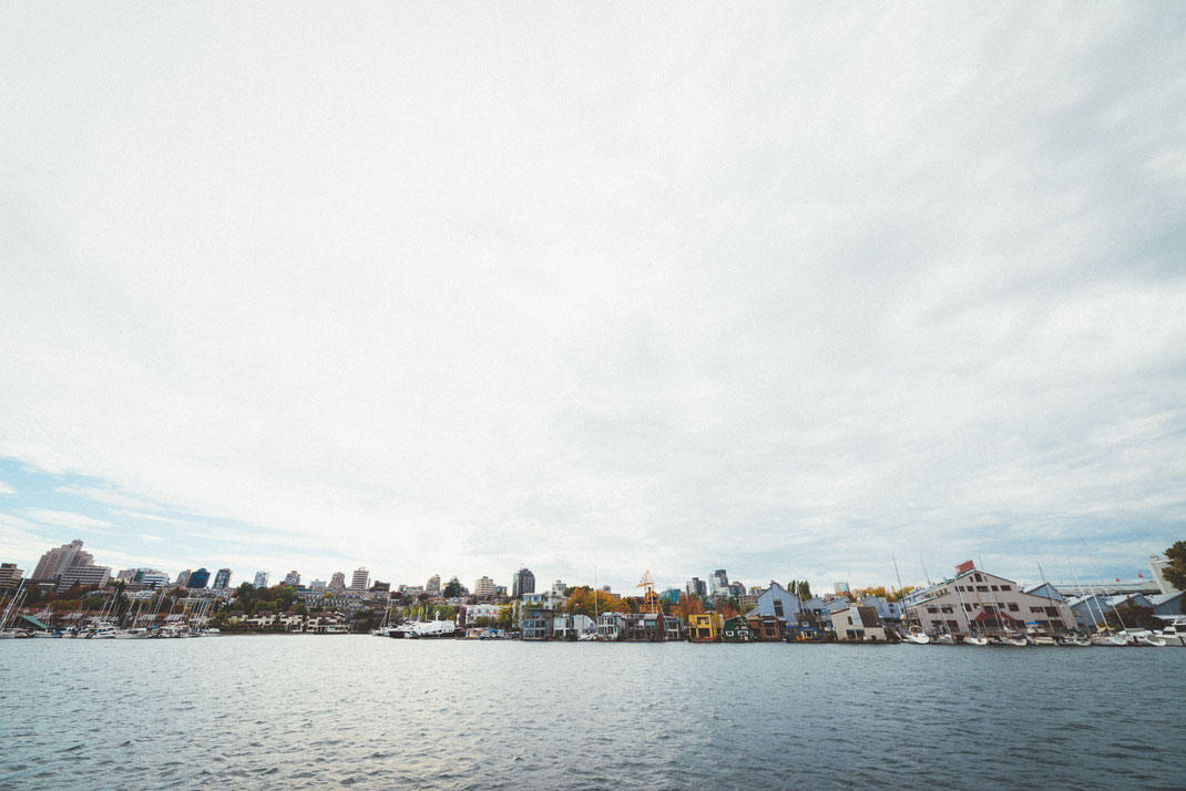 little colourful houses at False Creek, Vancouver