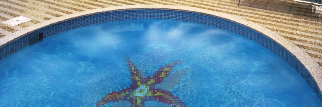 Mosaico Stella Marina su fondo Mix Azzurro