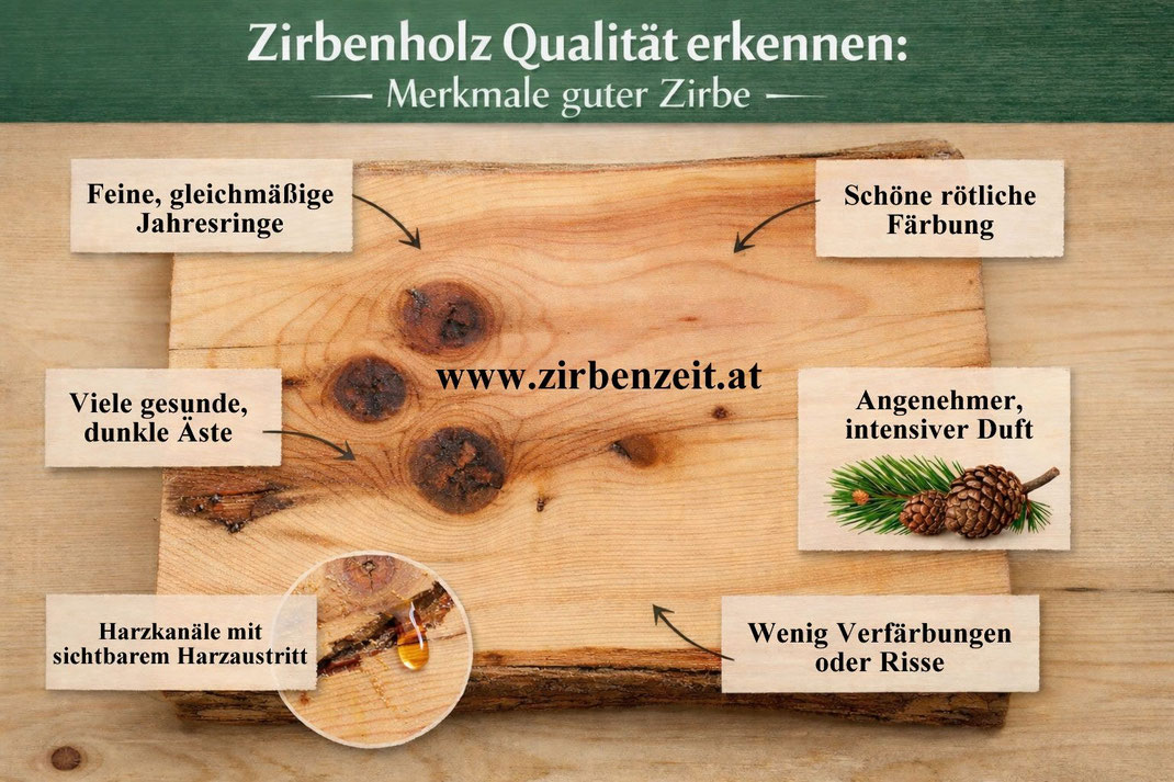 Unterschiedliche Qualität bei Zirbenholz