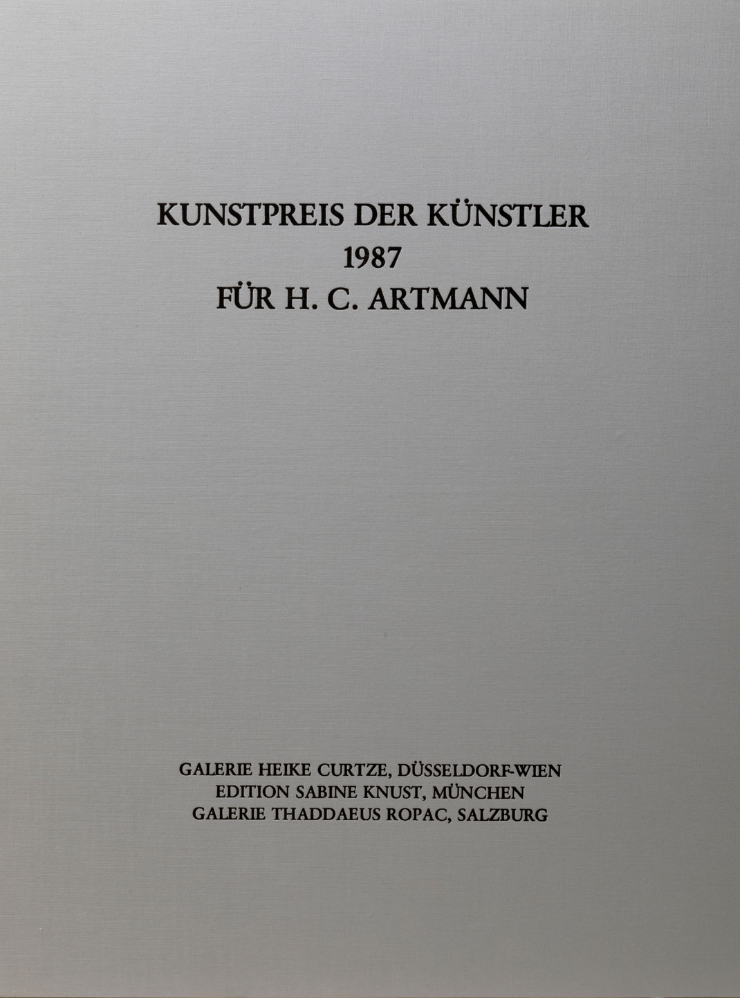 Kunstpreis der Künstler 1987 für H.C.Artmann Edition art prints 