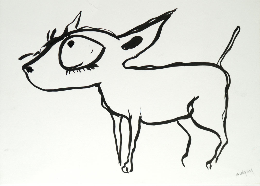 Bjarne Melgaard artwork dog. Hund von Melgaard gezeichnet. 