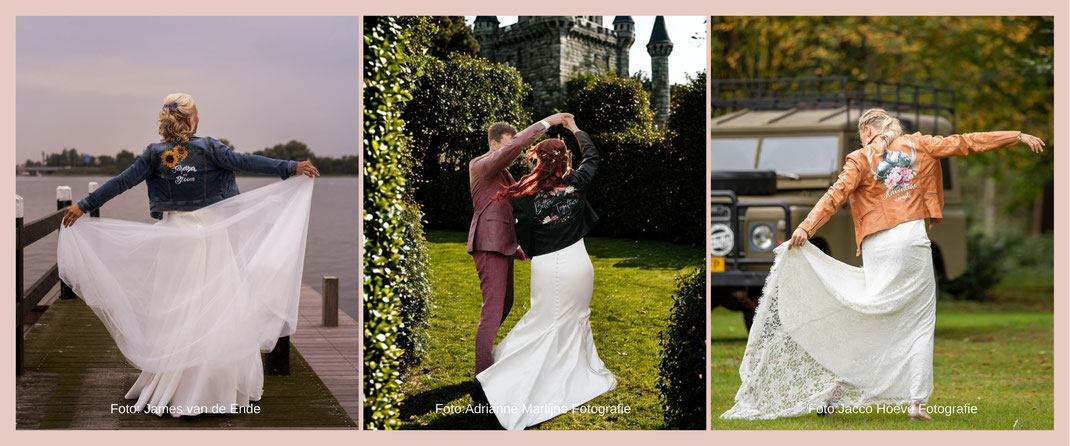Individuell gestaltete Jacke für den Hochzeitstag fur Braut