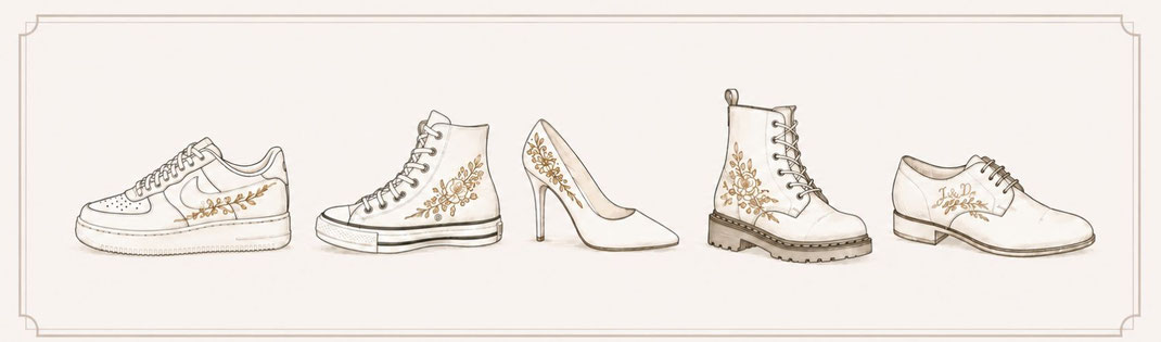 customized schoenen voor bruid en bruidegom / aim your wedding
