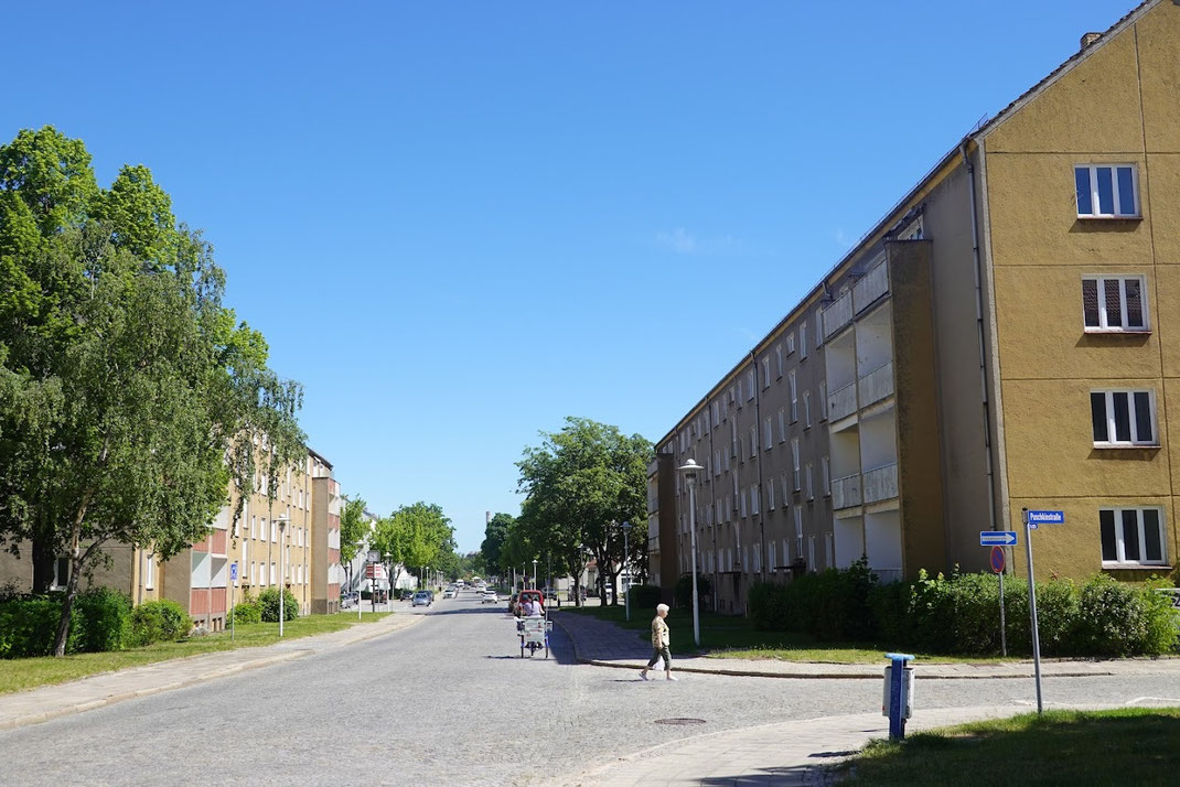 Der Wohnkomplex I in Eisenhüttenstadt: Von hier aus begann die Planstadt ab den 1950er Jahren zu wachsen.