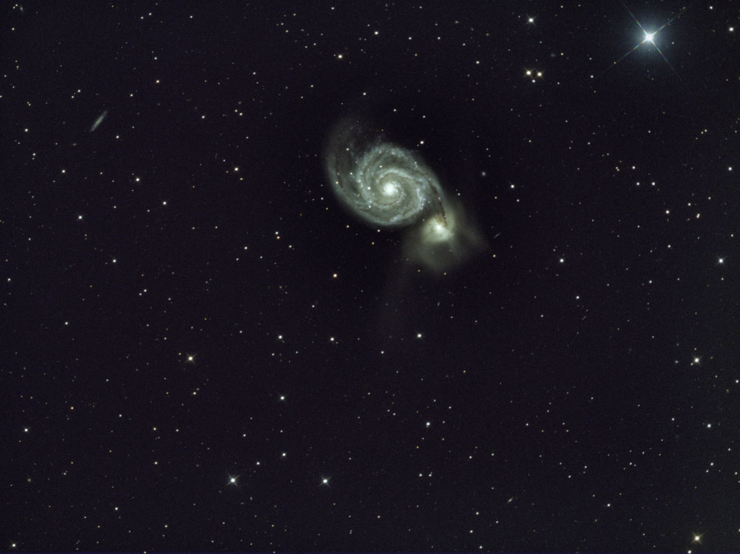 M51 Whirlpool Galaxie, 56 min Belichtungszeit