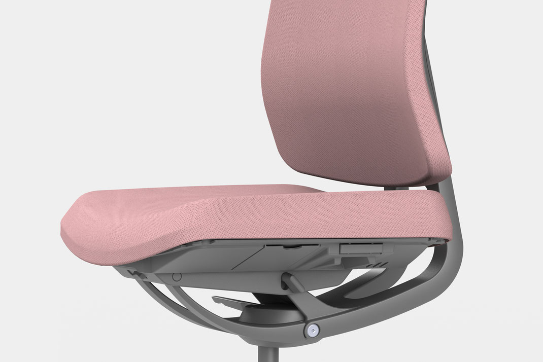 Motionflex-Automatic Mechanik, Dauphin Human Design Group, Büro, Drehstuhl, automatische Gewichtsregulierung, Design, Rüdiger Schaack, minimalen Materialeinsatz, transparente Bauweise, offen gestaltete Struktur