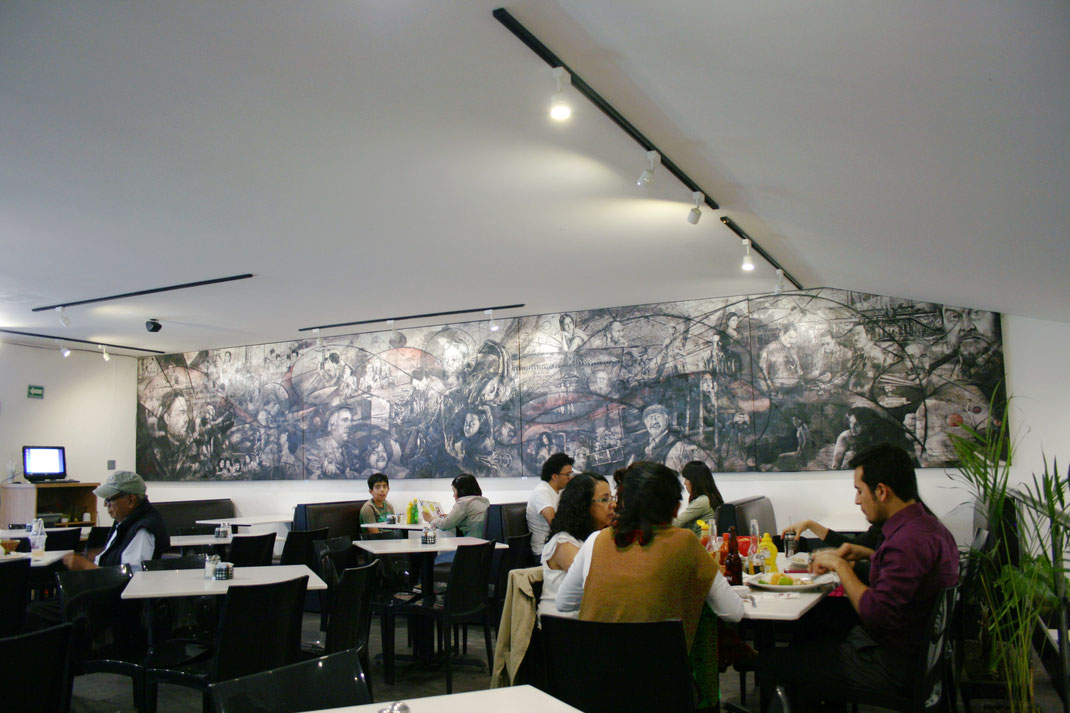 retrato al oleo Mauricio Moran Estudio De Arte Mural cineteca nacional