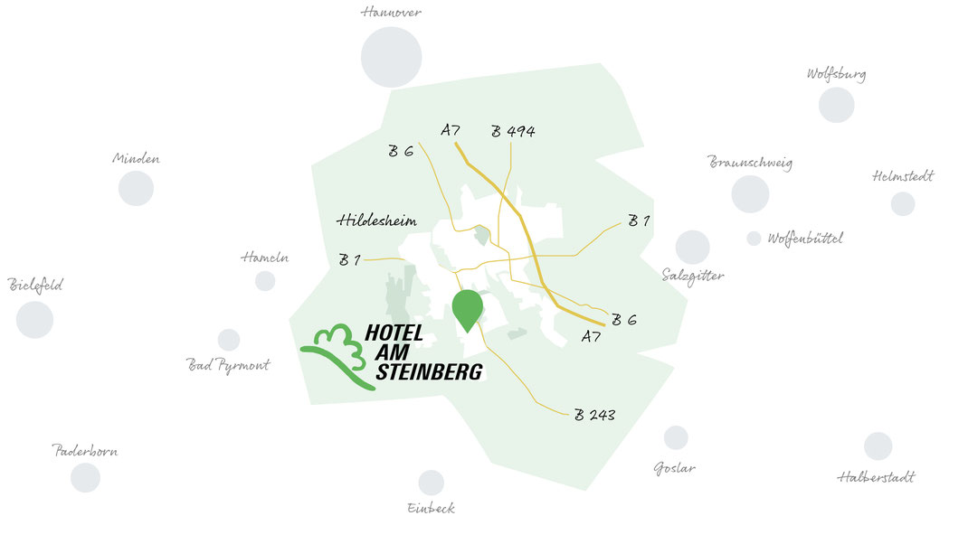 So finden Sie das Hotel am Steinberg Hildesheim.
