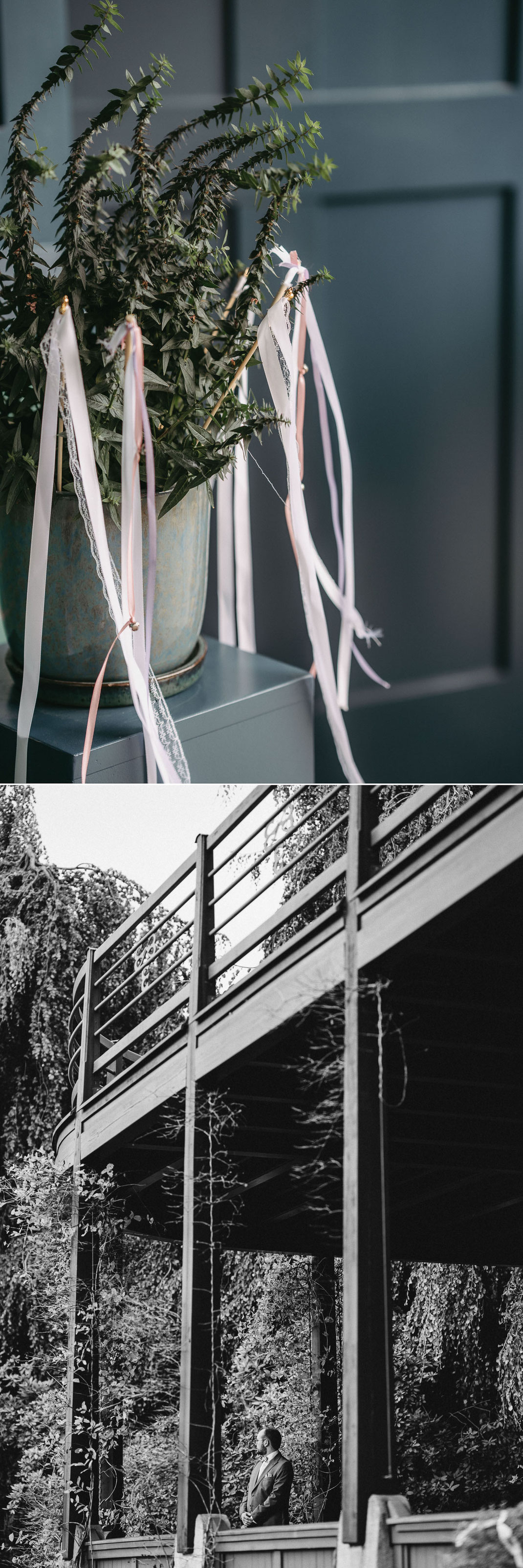 Hochzeitsfotograf Erzgebirge: First Look von Jenny und Pascal vor der historischen Villa Esche.