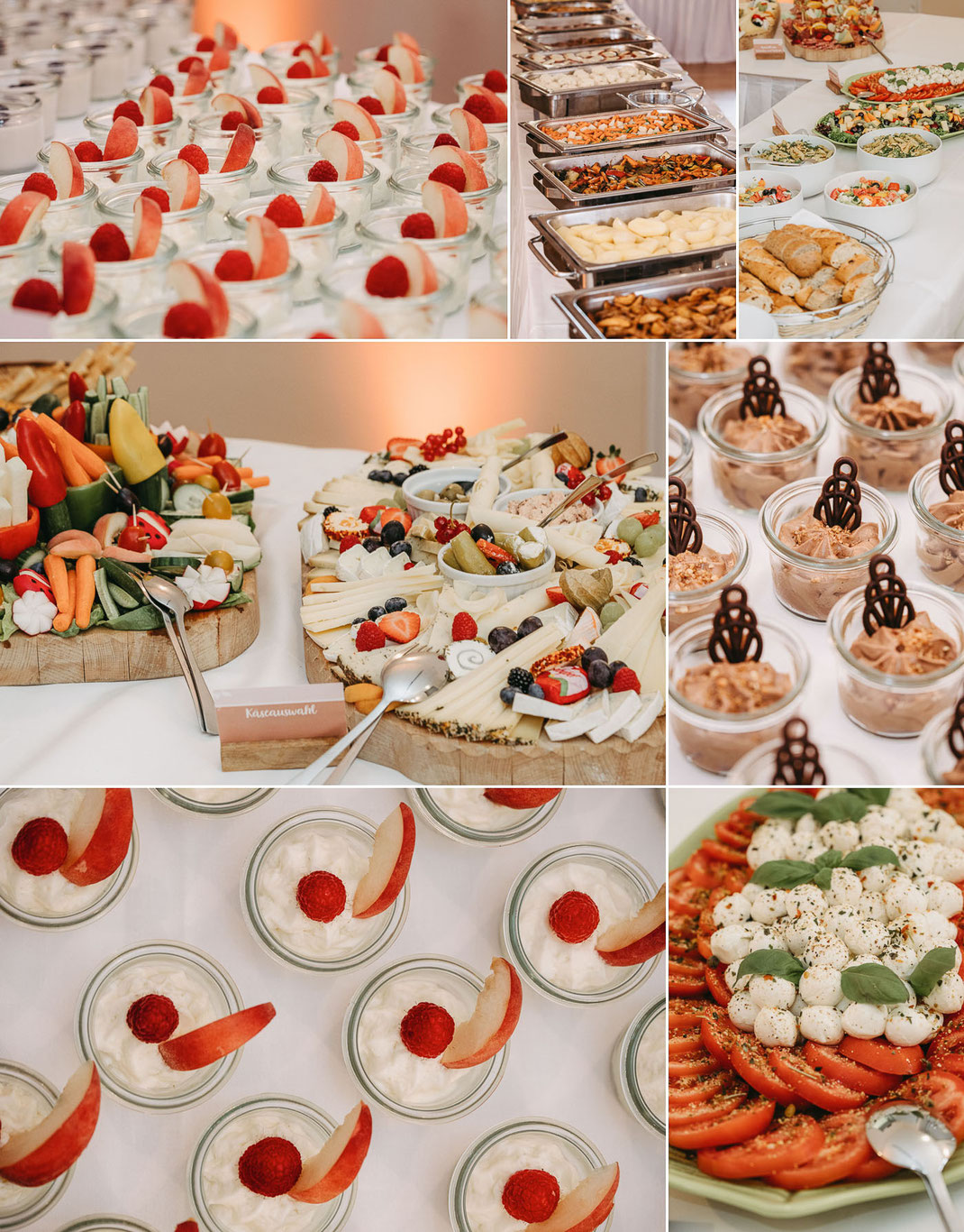Detailaufnahme des regionalen Hochzeitsbuffets in der rustikalen Hofschänke des AmbrossGuts Schönbrunn.