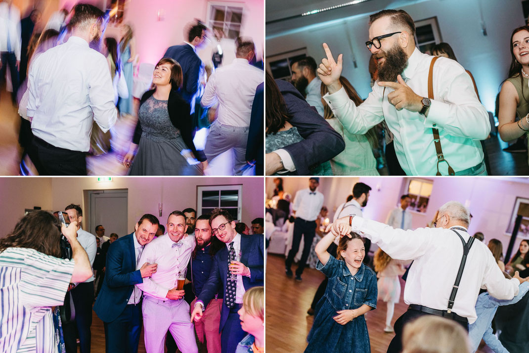 Lichtecht Hochzeitsfotografie Ben Pfeifer fängt die dynamische Bewegung auf der Tanzfläche in Sachsen ein.