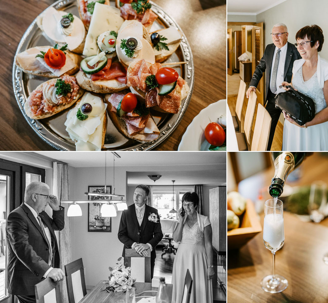 Bei Annegret gibt es noch einen Snack für den Hochzeitsfotografen. Gastfreundschaft pur: Häppchen für den Fotografen beim Getting Ready des Bräutigams.