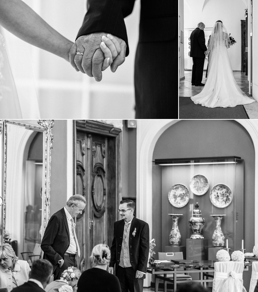 Emotionaler Moment: Bräutigam Toni sieht seine Braut Julia zum ersten Mal im Schloss