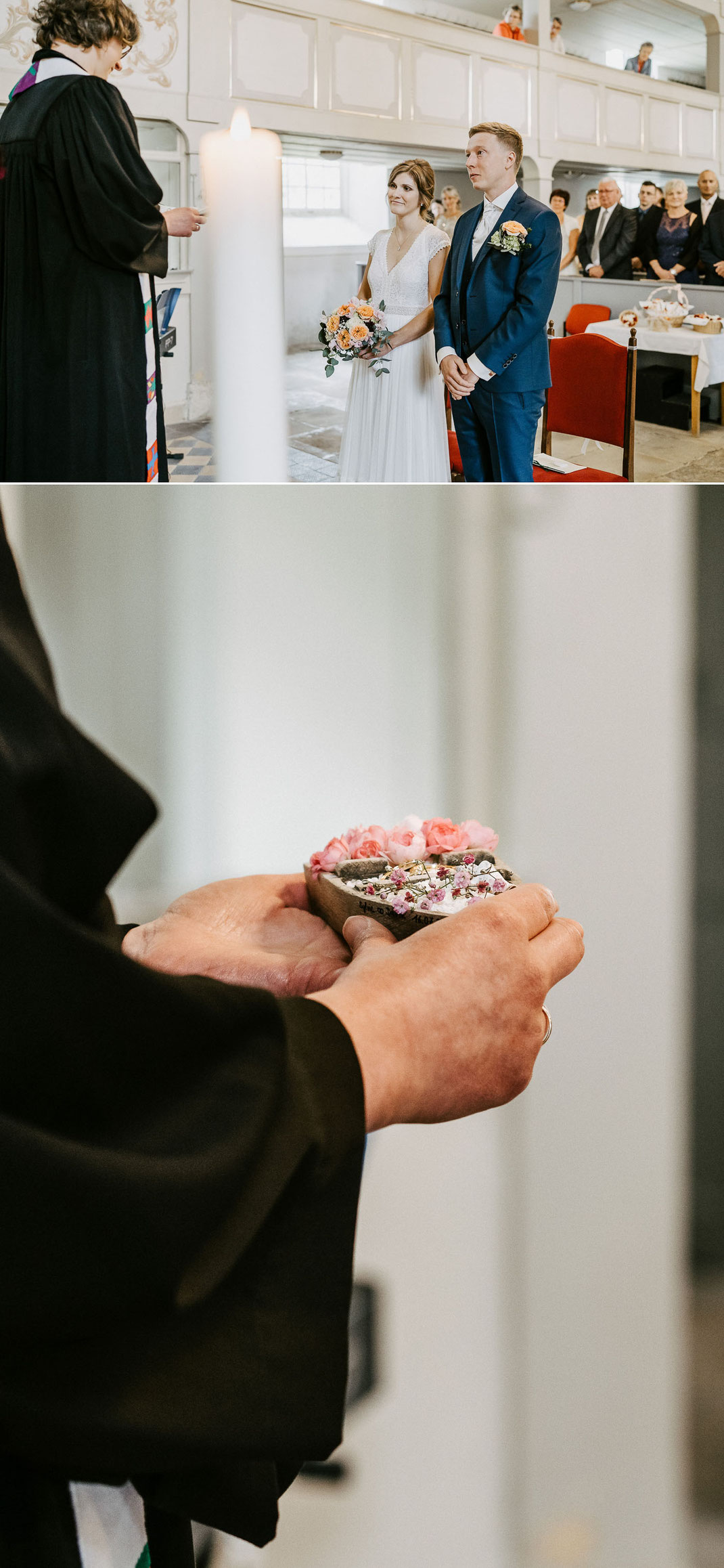 Der Moment des Ja-Worts: Das Ja-Wort in der Kirche Dorfchemnitz: Hochzeitsfotograf Dresden hält den entscheidenden Moment fest.