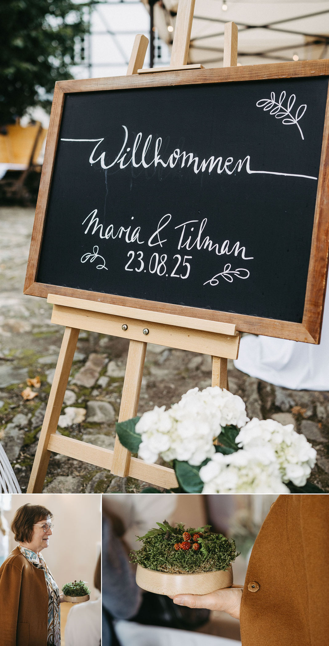 Freie Trauung unter alten Apfelbäumen auf der Streuobstwiese des AmbrossGuts Schönbrunn im Erzgebirge.
