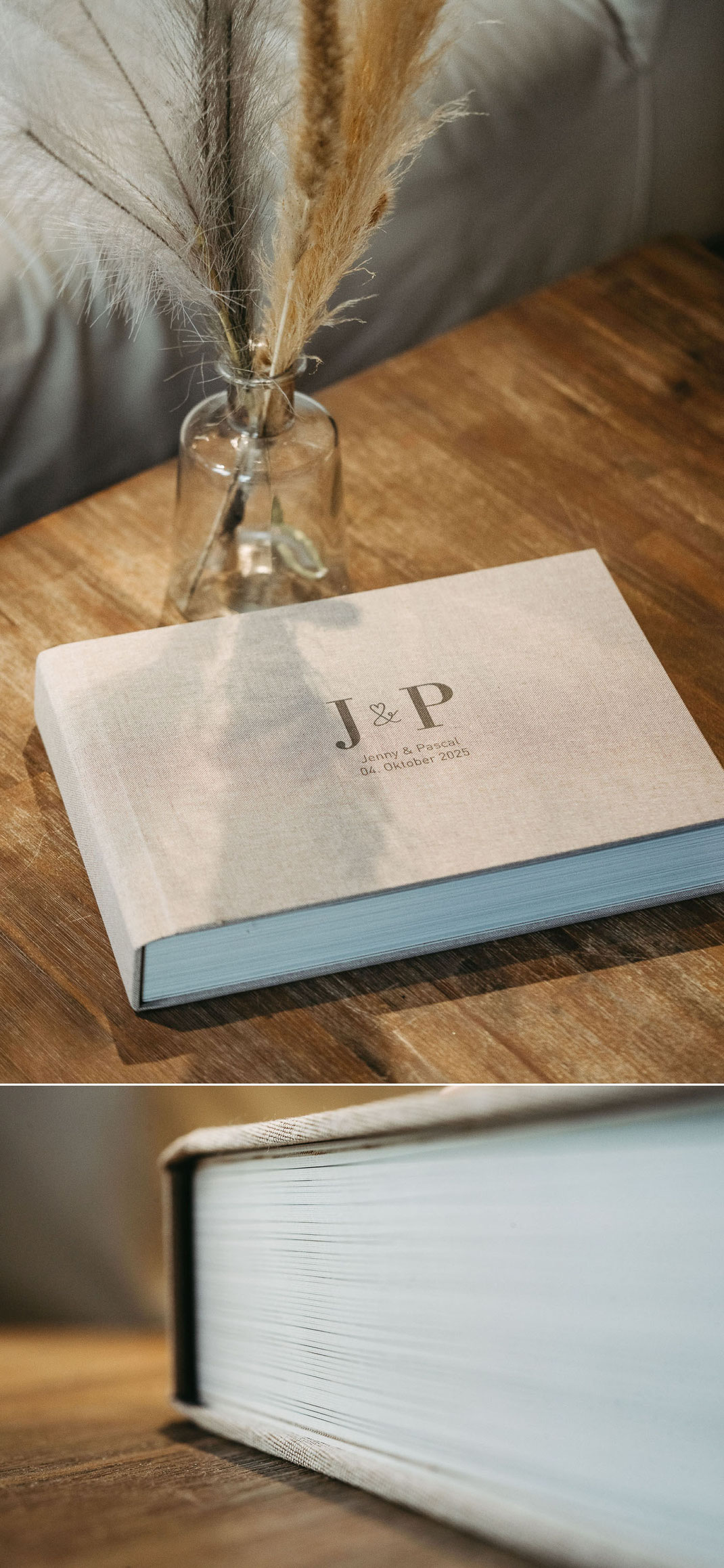 Ein zeitloses Familienerbstück: Das gedruckte Hochzeitsalbum von Jenny und Pascal.
