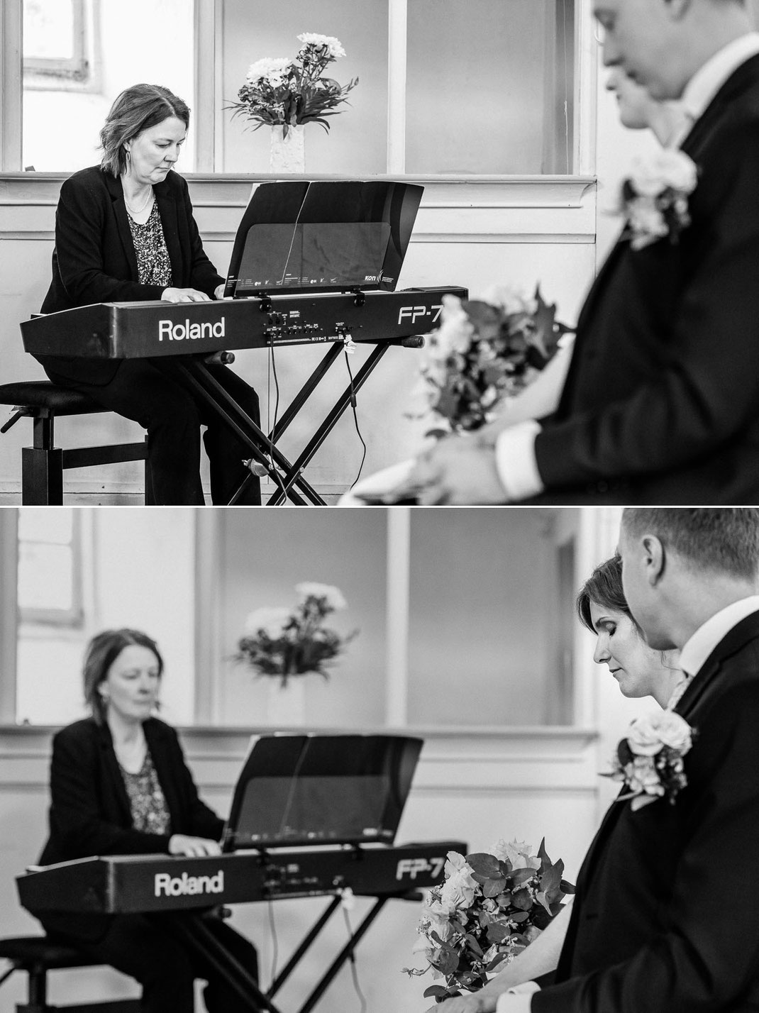 Livemusikerin spiel ein letztes Lied vor dem JA-Wort.