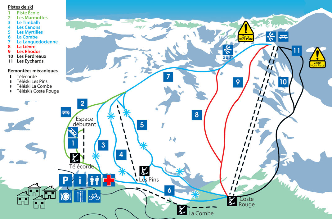 Camurac, station de montagne - Plan des pistes de ski
