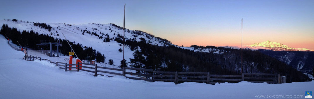 Station de ski de Camurac - Couché de soleil sur les Pics de Soularac et de St-Barthélemy