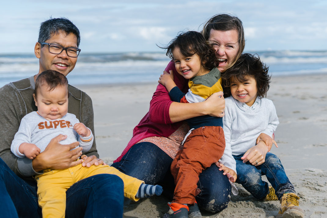 family activity on the beach