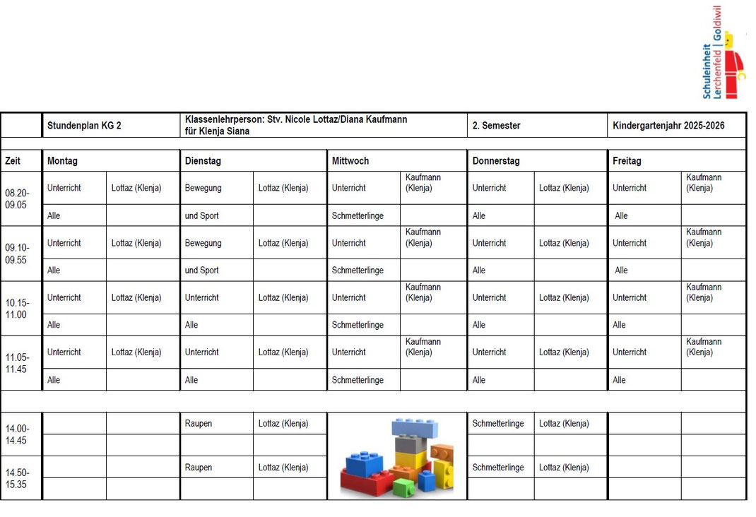 Stundenplan Kindergarten 2 Schule Lerchenfeld