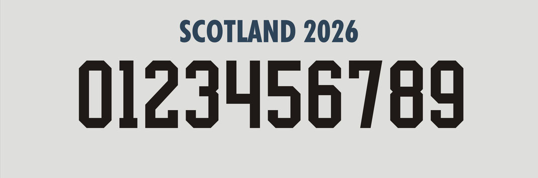 Scotland football jersey number font inspired by World Cup style lettering