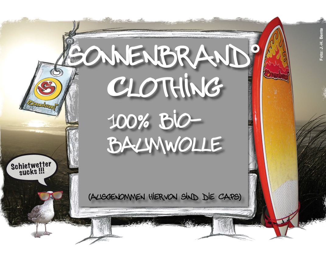 Sonnenbrand° Clothing 100 % Bio-Baumwolle, hergestellt mit erneuerbarer Energie, - 90 % CO² Emissionen Online Shop