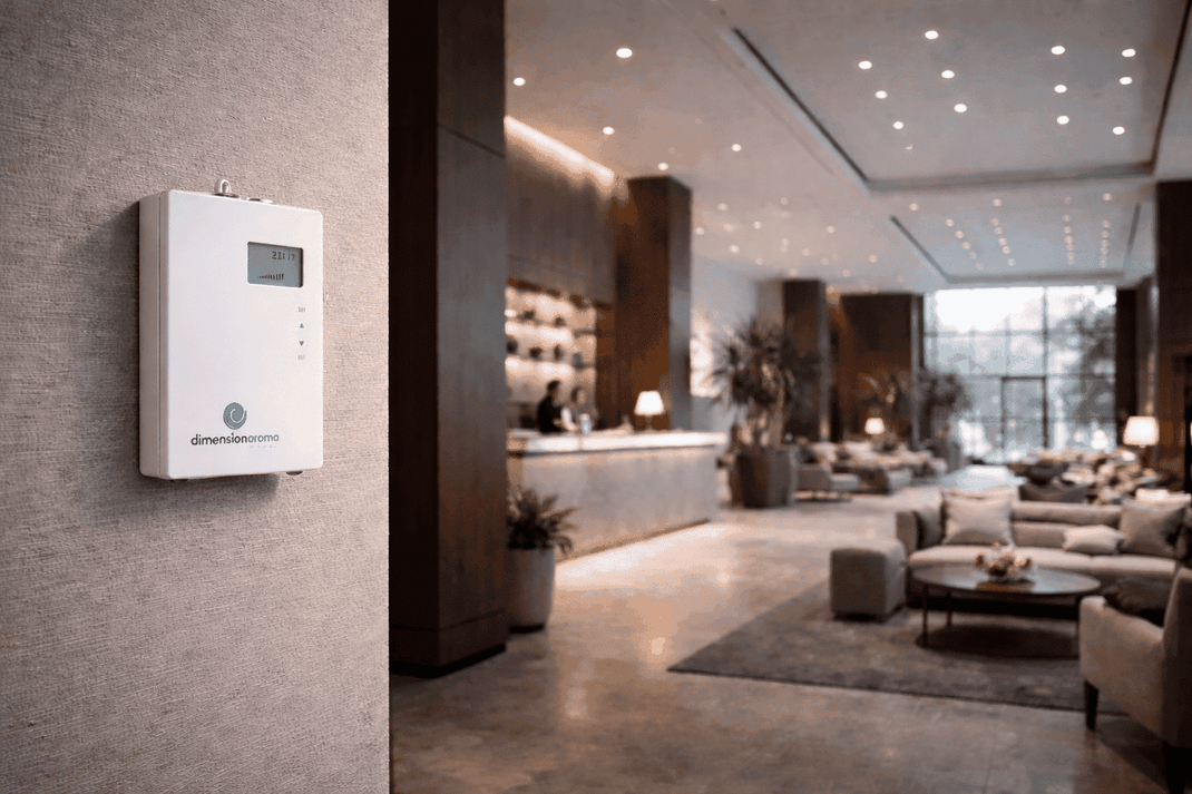 Difusor de aroma profesional en lobby de hotel