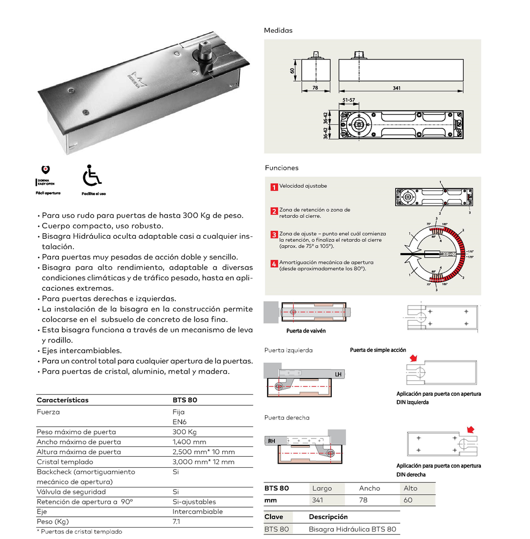 Bisagra hidráulica BTS 80