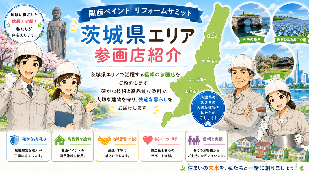 関西ペイントリフォームサミット　参画店紹介　茨城県　栃木県　群馬県　新潟県　長野県