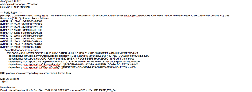 com.apple.driver.AppleHWSensor | Kernel panic