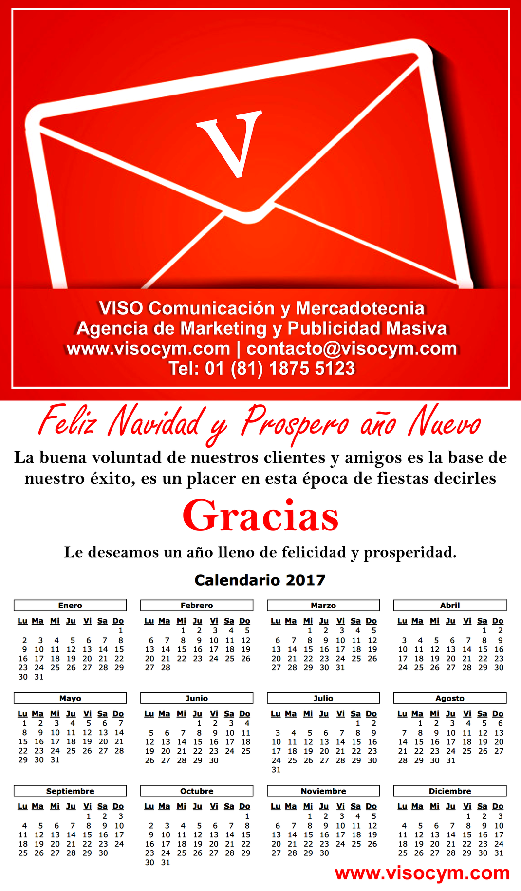 Para nuestros clientes y amigos, calendario 2017 para descargar