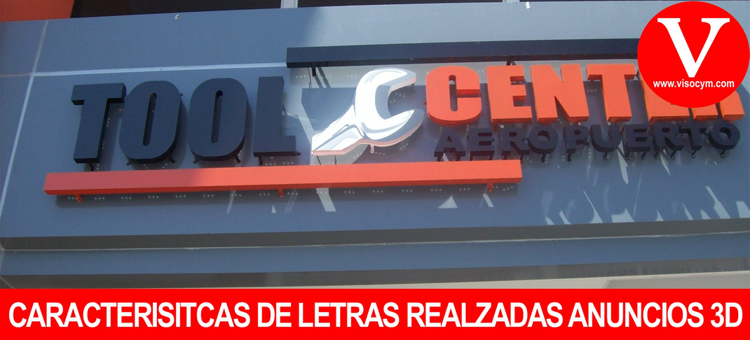 Características de letras realzadas, anuncios en 3d