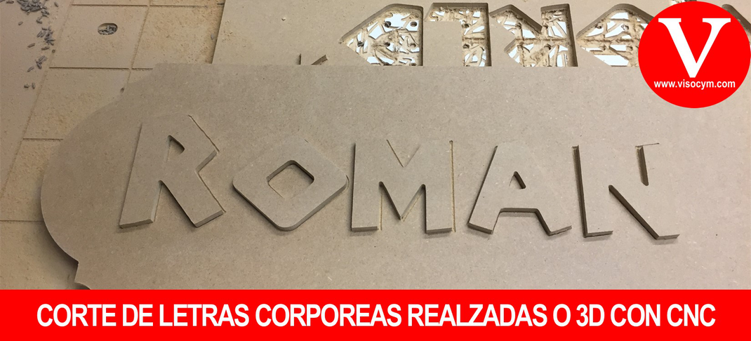 Corte de letras corporeas realzadas o 3d con cnc