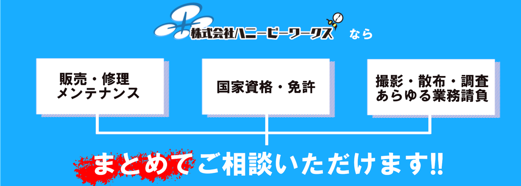 販売修理・ドローン講習・空撮　宣伝画像