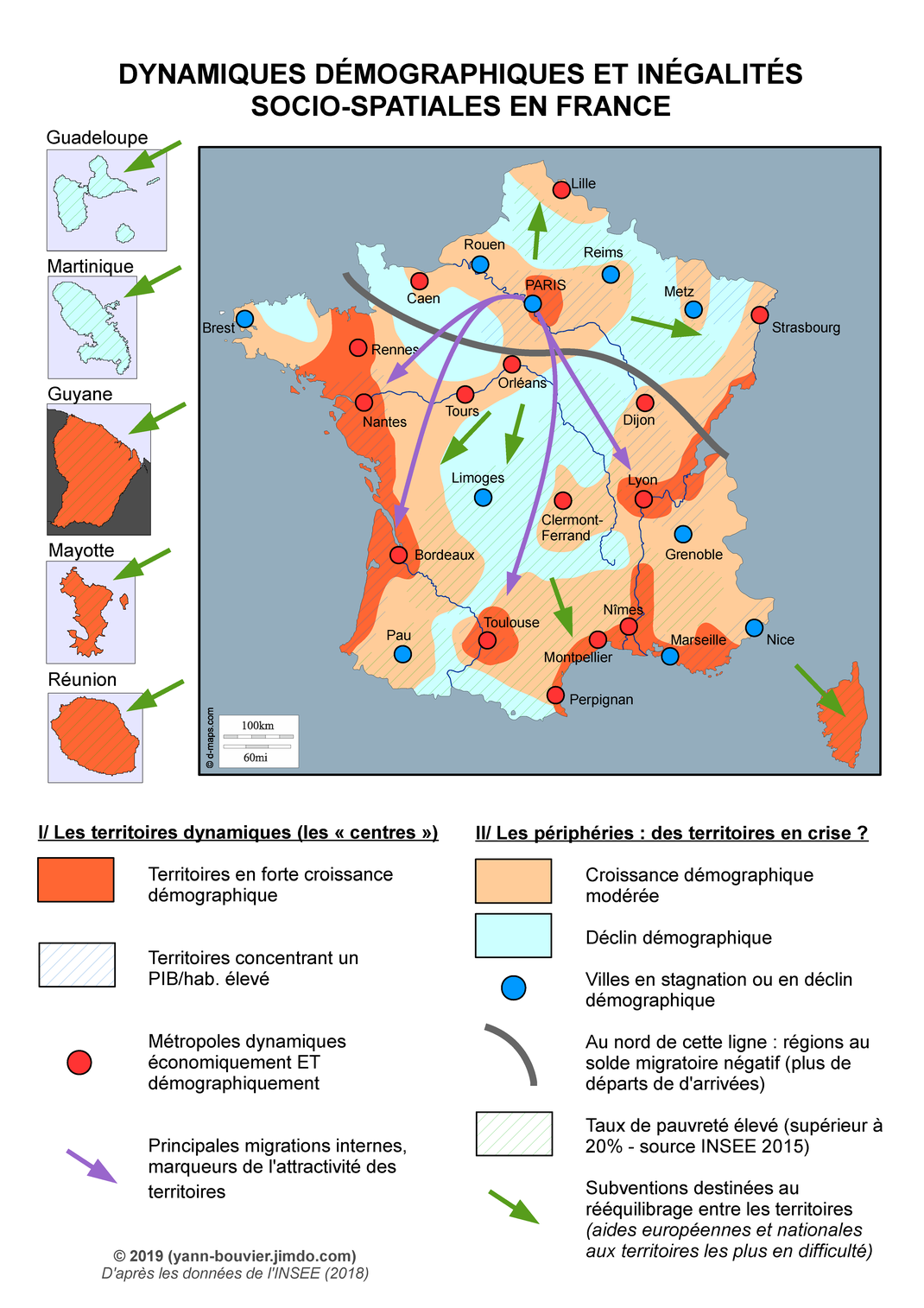 Dynamique Démographique Et Inégalités Socio économique En France Carte CROQUIS DE GÉOGRAPHIE (2nde) - Dynamiques démographiques et inégalités