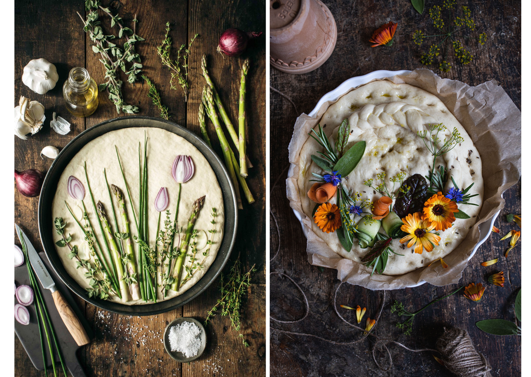 Garden Focaccia Challenge | Bild links: Lisa Nieschlag | Bild rechts: von uns (Elisabeth Grindmayer)