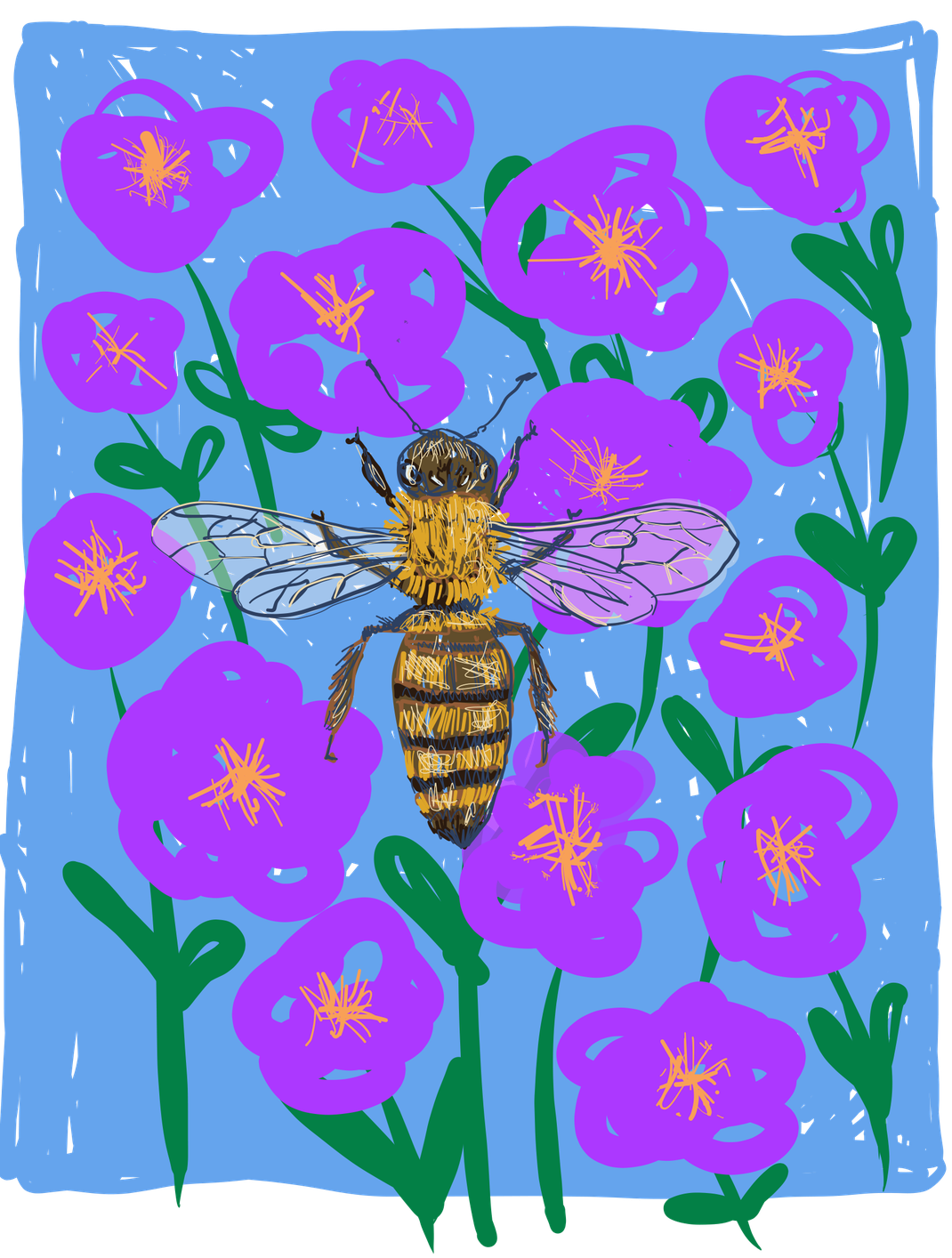 Illustration einer Wildbiene. Copyright Eva Rusch