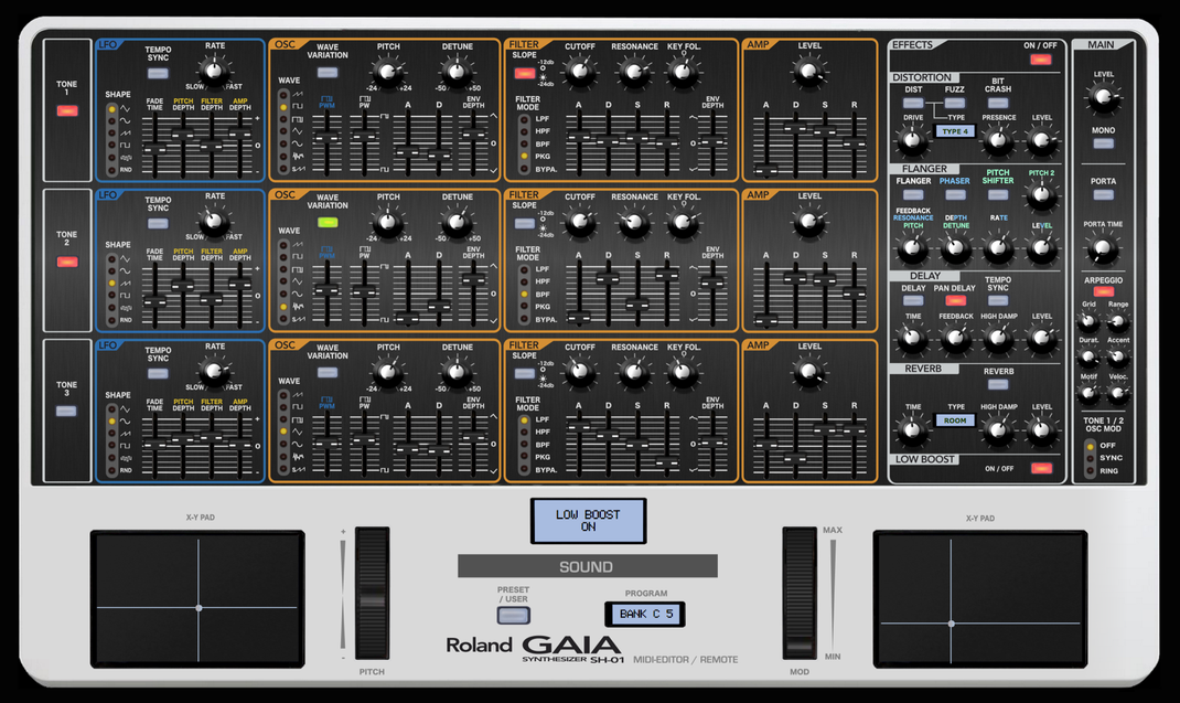 Roland GAIA SH-01 Sound Editor and midi Controller VST and Standalone
