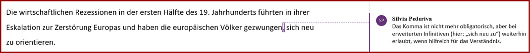 Abbildung: Komma bei erweitertem Infinitiv