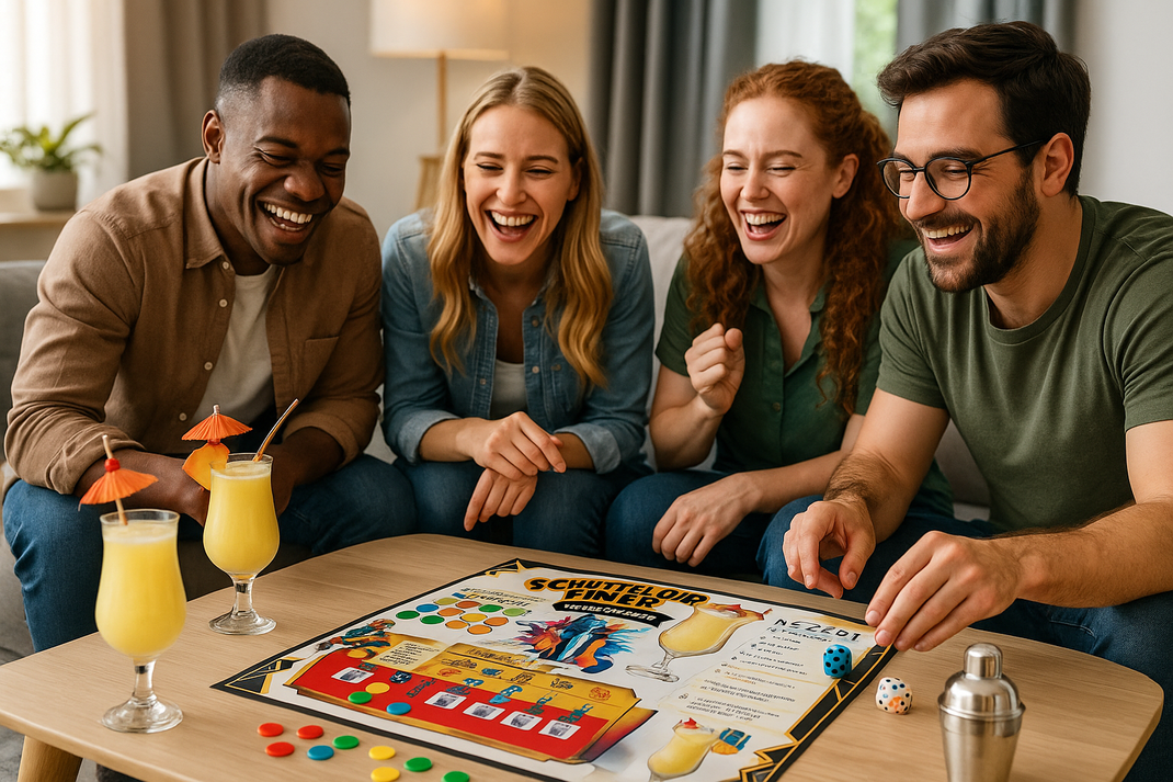 cocktail-brettspiel schüttel dir einen spielset cocktailspiel für zuhause brettspiel für cocktailabend cocktail brettspiel mit shaker spiel für cocktailfreunde pina colada cocktail spiel cocktail mixen zuhause alkoholfreier cocktail für spieleabend