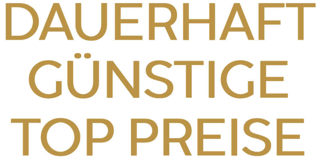 Schriftzug in Gold für dauerhaft günstige Preise bei Brautmoden Tegernsee im Bridelet Store