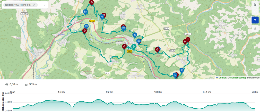 Streckenansicht: Wiesenttal*Trail Neideck 1000  >> Weblink interaktive Karte TR 22 Hiking Star