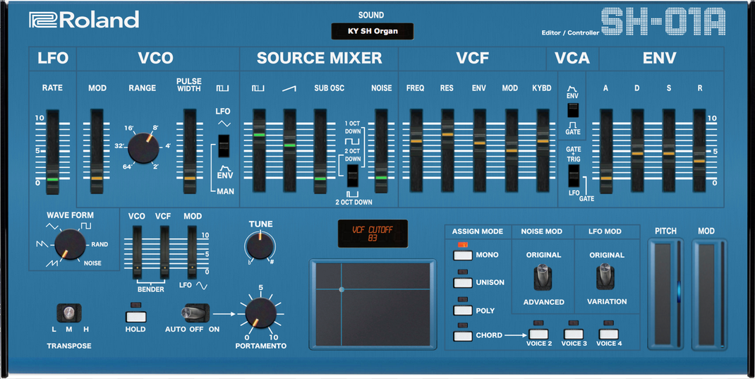 Roland "SH-01A" Controller and Editor, VST and Standalone